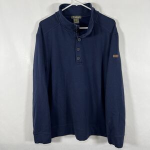 Ariat Mock Neck Henley Pullover Sweater Men Size XL Navy Blue Fleece Modal Blend